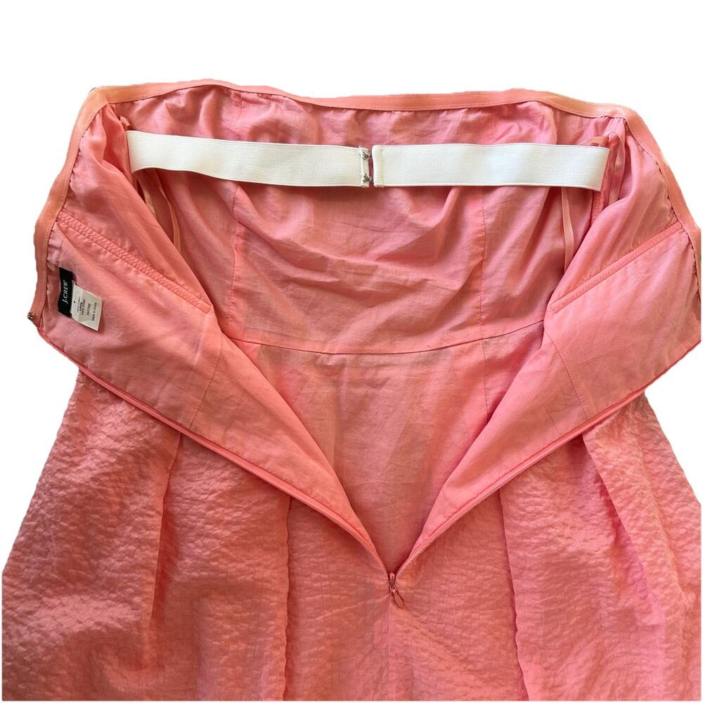 J. CREW Seersucker Strapless Dress Size 6 Coral Pink Cotton Romantic Coastal - Picture 10 of 13